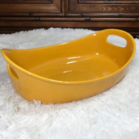 NWOT Rachael Ray Yellow 2qt Oval Handled Baking Dish - Picture 3 of 11